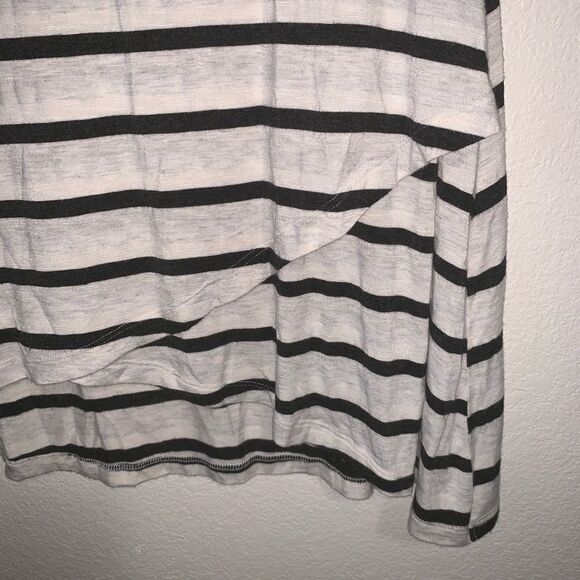 Cache Asymmetrical Stripe Tank Top V Neck Tunic Large Sleeveless White Black - Picture 2 of 5